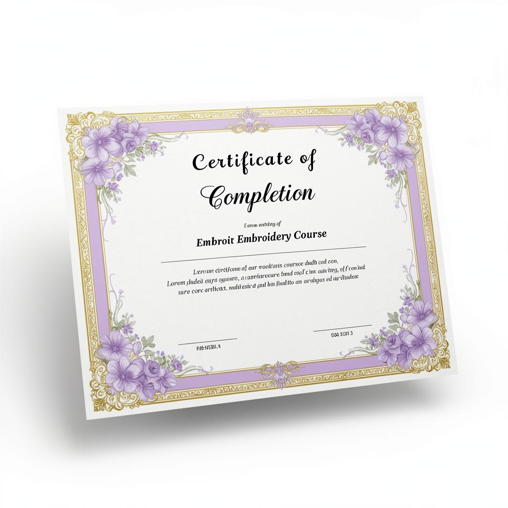 Certificado digital del curso de bordado