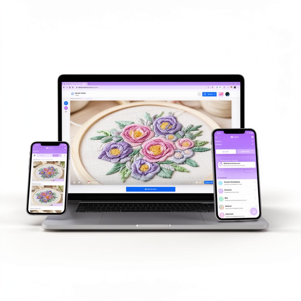 Curso de bordado en notebook, tablet y celular